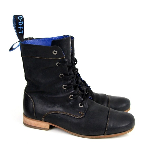 John Fluevog BROWN GENUINE LEATHER LACE UP LOW HILL ROUND TOE ANKLE BOOTS Sz 8 - Picture 2 of 8